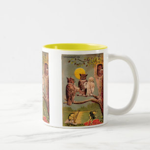 Tasse 2 Couleurs Hiboux Vintage