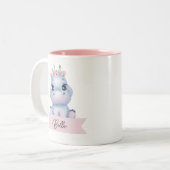 Tasse 2 Couleurs Hippo mignon personnalisé (Devant gauche)