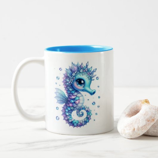 Tasse 2 Couleurs Hippocampe Bijou (Avec donut)