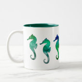 Tasse 2 Couleurs Hippocampes vert-foncé d'aquarelle (Gauche)