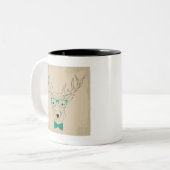 Tasse 2 Couleurs Hipster Reindeer Elk avec des lunettes grungy Noël (Devant gauche)