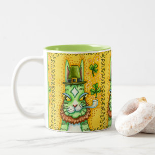 TASSE 2 COULEURS HISS N'FITZ LEPRECHAUN, ST. CHAT AMUSANT DE LA JOU