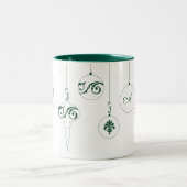 Tasse 2 Couleurs Hiver Vert Monogramme Bauble Ornements (Centre)
