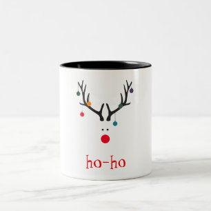 Tasse 2 Couleurs Ho ho drôle mignon minimaliste rennes Rudolph
