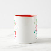 Tasse 2 Couleurs Ho Ho Noël Monogramme Vert Rouge (Centre)