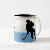 Tasse 2 Couleurs Hockey sport with Player Silhouette personalized (Devant droit)