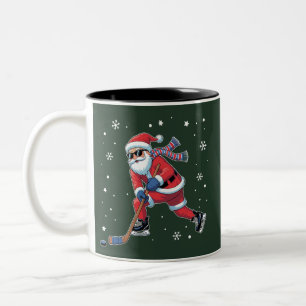 Tasse 2 Couleurs Hockey sur glace Noël Santa Jouant Équipe de sport