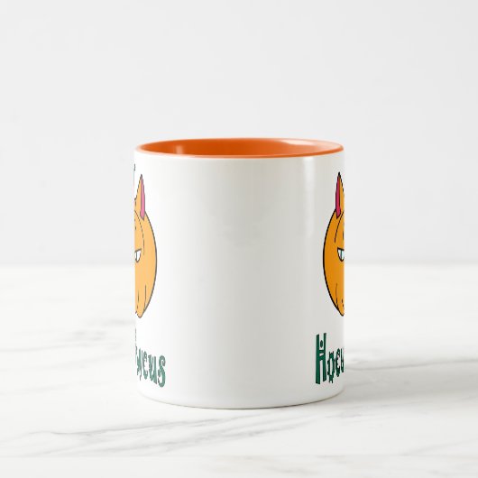 Tasse 2 Couleurs Hocus pawcus Halloween citrouille ginger cat magie (Centre)