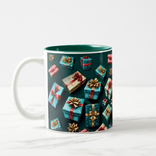 Tasse 2 Couleurs Holiday Gifts Stylish Wrap Gold Blue Red (Gauche)