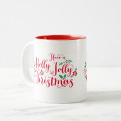 Tasse 2 Couleurs Holiday Holly Jolly Christmas Red Script (Devant gauche)