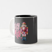 Tasse 2 Couleurs Holly Jolly Nutcracker Noël Coquette Preppy (Devant gauche)