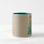 Tasse 2 Couleurs Homme en pain d'épice avec arbre bleu et vert (Centre)