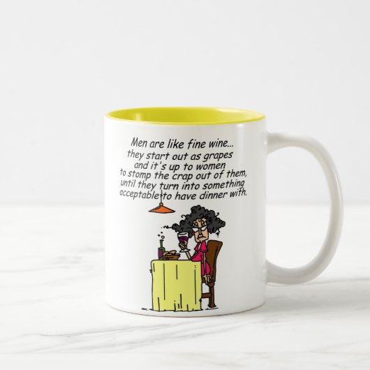 Tasse 2 Couleurs Hommes et humour de vin fin (Droit)
