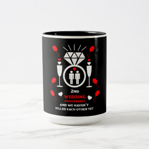 Tasse 2 Couleurs Hommes homosexuels 2e anniversaire de Mariage