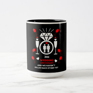 Tasse 2 Couleurs Hommes homosexuels 3e anniversaire de Mariage