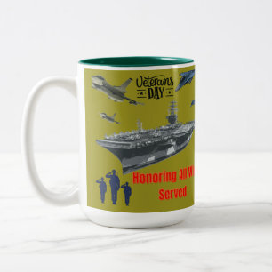 Tasse 2 Couleurs Honorer l'olive militaire puissante