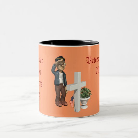 Tasse 2 Couleurs honorer nos anciens combattants - (Centre)