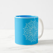 Tasse 2 Couleurs Ho'oponopono Prière Mantra Bleu Mandala (Devant droit)