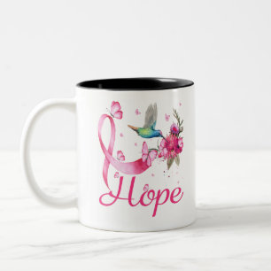 Tasse 2 Couleurs Hope Hummingbird Sensibilisation au cancer du sein