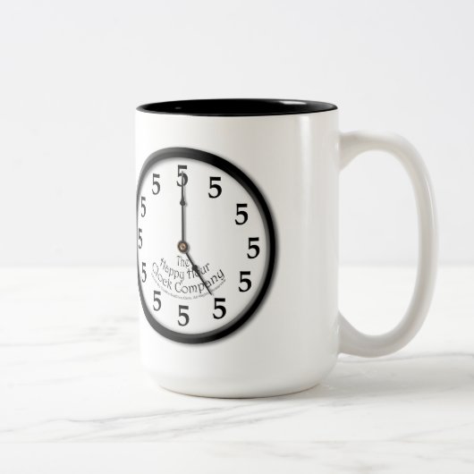 TASSE 2 COULEURS HORLOGE CINQ HEURES (Droit)
