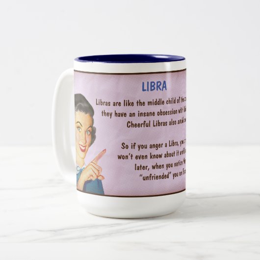 Tasse 2 Couleurs Horoscope : LIBRA (note G) (Devant gauche)