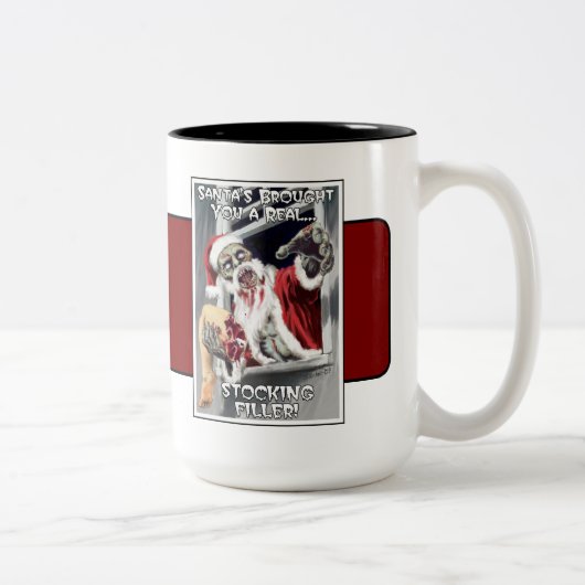 Tasse 2 Couleurs Horreur de Noël de Père Noël de zombi (Droit)