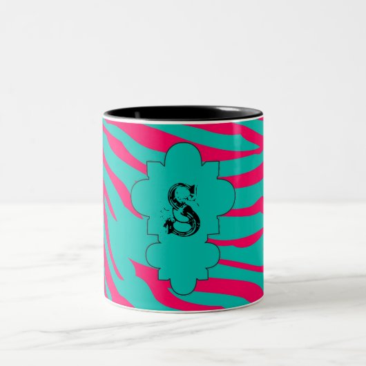 Tasse 2 Couleurs Hot rose Turquoise Zebra Imprimer Animal Coffee Mu (Centre)