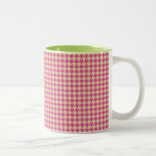 Tasse 2 Couleurs Houndstooth Hot Pink et Lemon Lime (Droit)