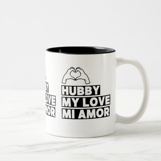 Tasse 2 Couleurs Hubby Modern Honeymoon White Script Black (Droit)
