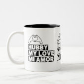 Tasse 2 Couleurs Hubby Modern Honeymoon White Script Black (Gauche)