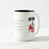 Tasse 2 Couleurs Hughes Family Crest, Traduction & Signification (Devant droit)