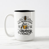 Tasse 2 Couleurs humoristique travailleur abeille ajouter monogramm (Gauche)