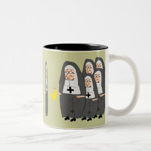 Tasse 2 Couleurs Humour catholique "grosses soeurs " de nonne