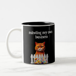 Tasse 2 Couleurs Humour de chat --M'occuper de mes propres affaires