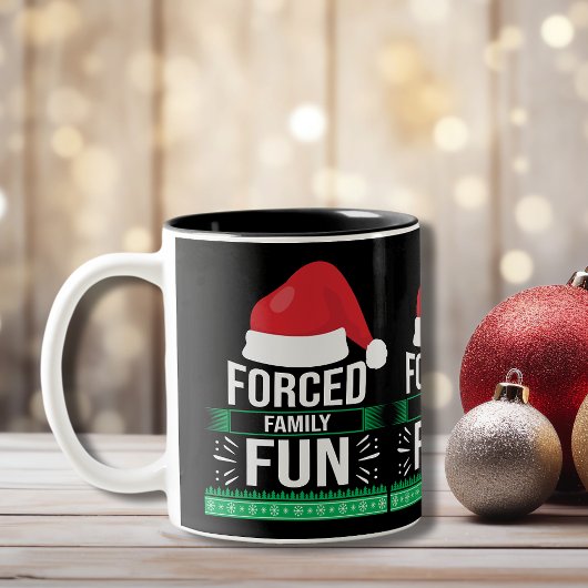 Tasse 2 Couleurs Humour de Noël de fête de famille forcée