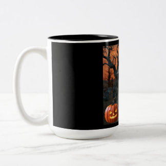 Tasse 2 Couleurs Humour de pierre gravée d'Halloween "Rona V. Iris"