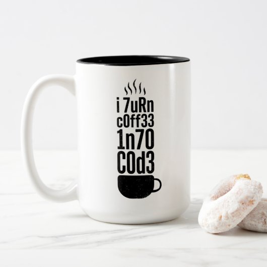Tasse 2 Couleurs Humour de programmeur – Du café dans le code (Avec donut)