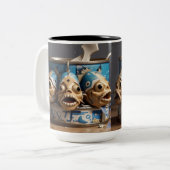 Tasse 2 Couleurs Humour de tête de poisson (Devant gauche)