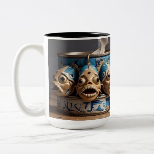 Tasse 2 Couleurs Humour de tête de poisson (Gauche)