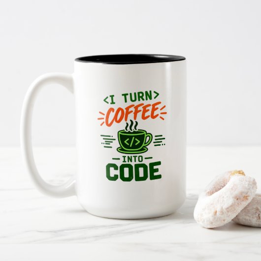 Tasse 2 Couleurs Humour Informatique Programmeur Je Transforme Le C (Avec donut)