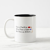 Tasse 2 Couleurs Humour pacifiste mixed martial art (Gauche)