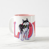 Tasse 2 Couleurs Husky Love (Devant gauche)