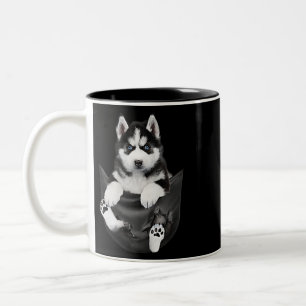 Tasse 2 Couleurs Husky Sibérien Dans Pocket Puppy