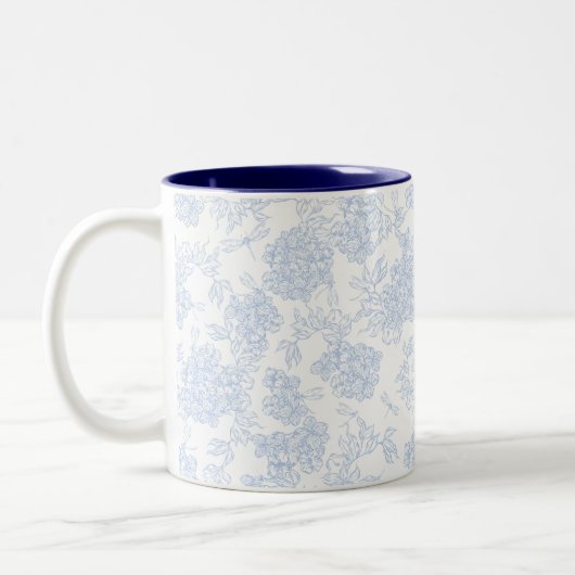 Tasse 2 Couleurs Hydrangea Bleue et Motif Libellule (Gauche)
