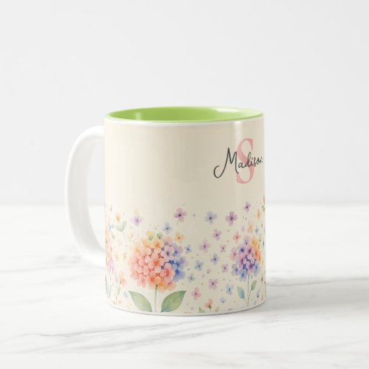 Tasse 2 Couleurs Hydrangeas aquarelle dans Pastel Bloom (Devant gauche)