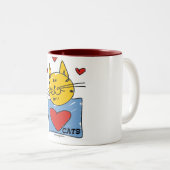 Tasse 2 Couleurs I chats de coeur (Devant droit)