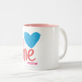 Tasse 2 Couleurs I coeur j'Aqua/rose (Devant droit)