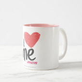 Tasse 2 Couleurs I coeur je rose (Devant droit)