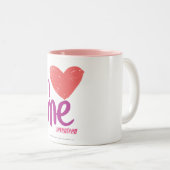 Tasse 2 Couleurs I coeur je rose/pourpre (Devant droit)