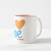 Tasse 2 Couleurs I coeur j'orange/Aqua (Devant droit)